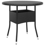 Detailed information about the product Garden Table 80x75 Cm Tempered Glass And Poly Rattan Black.