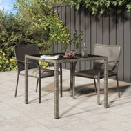 Detailed information about the product Garden Table 90x90x75 Cm Tempered Glass And Poly Rattan Grey