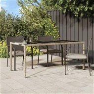 Detailed information about the product Garden Table Beige 190x90x75 cm Tempered Glass and Poly Rattan