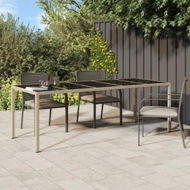 Detailed information about the product Garden Table Beige 250x100x75 cm Tempered Glass and Poly Rattan