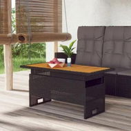 Detailed information about the product Garden Table Black 100x50x43/63 cm Solid Wood Acacia&Poly Rattan