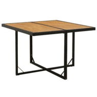 Detailed information about the product Garden Table Black 109x107x74 cm Poly Rattan&Solid Wood Acacia