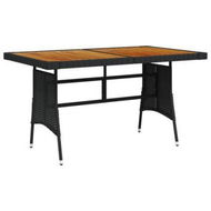 Detailed information about the product Garden Table Black 130x70x72 Cm Poly Rattan & Solid Acacia Wood.