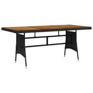 Detailed information about the product Garden Table Black 160x70x72 cm Poly Rattan & Solid Acacia Wood