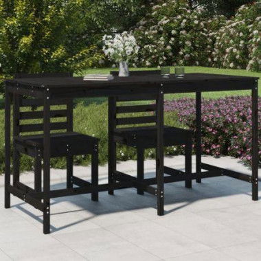 Garden Table Black 203.5x90x110 Cm Solid Wood Pine.