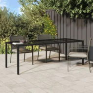 Detailed information about the product Garden Table Black 250x100x75 cm Tempered Glass and Poly Rattan