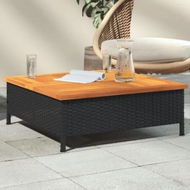 Detailed information about the product Garden Table Black 70x70x25 cm Rattan and Acacia Wood