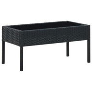 Detailed information about the product Garden Table Black 75x40x37 cm Poly Rattan