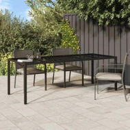 Detailed information about the product Garden Table Brown 250x100x75 cm Tempered Glass and Poly Rattan