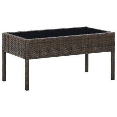 Garden Table Brown 75x40x37 Cm Poly Rattan