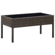 Detailed information about the product Garden Table Brown 75x40x37 Cm Poly Rattan