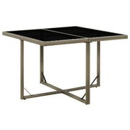 Detailed information about the product Garden Table Grey 109x107x74 Cm Poly Rattan And Glass