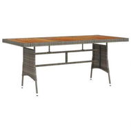 Detailed information about the product Garden Table Grey 160x70x72 Cm Poly Rattan & Solid Acacia Wood.