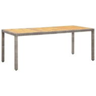 Detailed information about the product Garden Table Grey 190x90x75 cm Poly Rattan and Acacia Wood