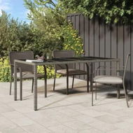 Detailed information about the product Garden Table Grey 190x90x75 cm Tempered Glass and Poly Rattan