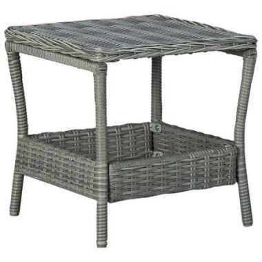 Garden Table Light Grey 45x45x46.5 Cm Poly Rattan.