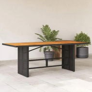 Detailed information about the product Garden Table with Acacia Wood Top Black 190x80x74 cm Poly Rattan