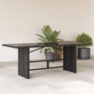 Detailed information about the product Garden Table with Glass Top Black 190x80x74 cm Poly Rattan