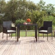 Detailed information about the product Garden Table With Glass Top Black 90x90x75 Cm Poly Rattan