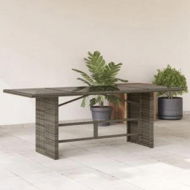 Detailed information about the product Garden Table with Glass Top Grey 190x80x74 cm Poly Rattan