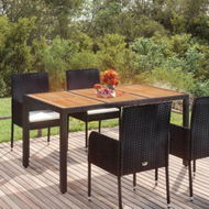 Detailed information about the product Garden Table With Wooden Top Black 150x90x75 Cm Poly Rattan