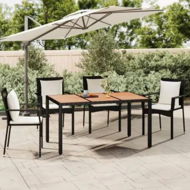 Detailed information about the product Garden Table with Wooden Top Black Poly Rattan&Solid Wood Acacia