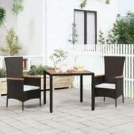 Detailed information about the product Garden Table with Wooden Top Black Poly Rattan&Solid Wood Acacia