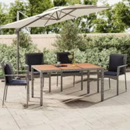 Detailed information about the product Garden Table with Wooden Top Grey Poly Rattan&Solid Wood Acacia