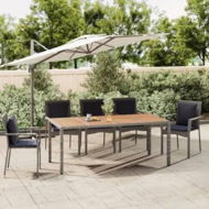 Detailed information about the product Garden Table with Wooden Top Grey Poly Rattan&Solid Wood Acacia