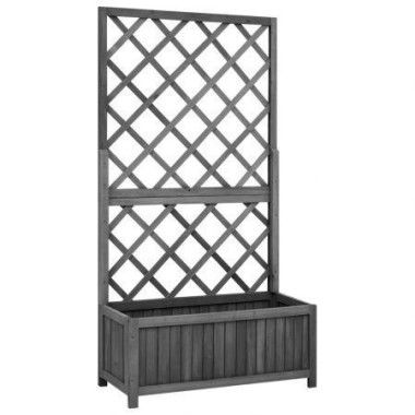 Garden Trellis Planter Black 70x30x135 Cm Solid Firwood