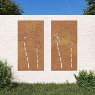 Detailed information about the product Garden Wall Decorations 2pcs 105x55cm Corten Steel Flower Design