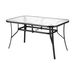 Gardeon 140CM Outdoor Dining Table Steel Frame Tempered Glass Parasol Hole Black. Available at Crazy Sales for $134.95