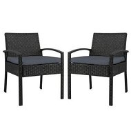 Detailed information about the product Gardeon 2PC Outdoor Dining Chairs Patio Furniture Rattan Lounge Chair Cushion Felix