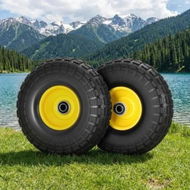 Detailed information about the product Gardeon 2pcs, 4.10/3.50-4 Tire And Wheel Flat Free, 26cm Solid Rubber Tires with 5/8 Axle Bore Hole And Double Sealed Bearings, Perfect for Wheelbarrow, Garden Cart, Wagon, Dolly