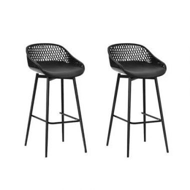 Gardeon 2x Outdoor Bar Stools Plastic Black