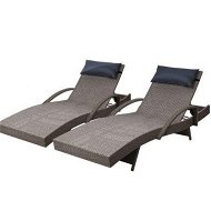 Detailed information about the product Gardeon 2x Sun Lounge Wicker Lounger Outdoor Furniture Beach Armchair Adjustable Grey&Beige