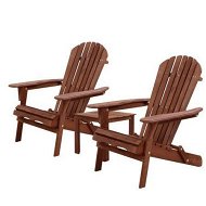 Detailed information about the product Gardeon 3PC Adirondack Outdoor Table and Chairs Wooden Foldable Beach Chair Brown