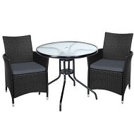 Detailed information about the product Gardeon 3PC Bistro Set Outdoor Furniture Rattan Table Chairs Cushion Patio Garden Idris