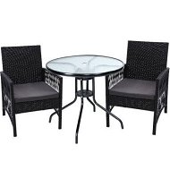 Detailed information about the product Gardeon 3PC Bistro Set Outdoor Furniture Rattan Table Chairs Cushion Patio Garden Lyra