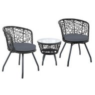 Detailed information about the product Gardeon 3PC Bistro Set Outdoor Furniture Rattan Table Chairs Patio Garden Cushion Black