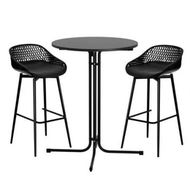 Detailed information about the product Gardeon 3PC Outdoor Bar Set Stools Dining Chairs Table Patio Furniture Bistro Set Black