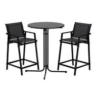 Detailed information about the product Gardeon 3PC Outdoor Bar Set Stools Dining Chairs Table Patio Furniture Bistro Set Steel Black