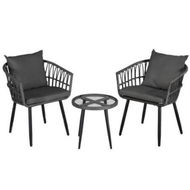 Detailed information about the product Gardeon 3PC Outdoor Bistro Set Patio Furniture Lounge Setting Table and Chairs Grey