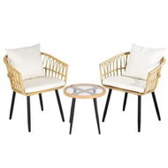 Detailed information about the product Gardeon 3PC Outdoor Bistro Set Patio Furniture Lounge Setting Table and Chairs Natural
