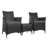 Detailed information about the product Gardeon 3PC Outdoor Bistro Set Patio Furniture Wicker Chairs Table Cushion All Black