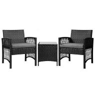 Detailed information about the product Gardeon 3PC Outdoor Bistro Set Patio Furniture Wicker Dining Chairs Table Cushion Black