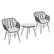 Detailed information about the product Gardeon 3PC Outdoor Furniture Bistro Set Lounge Setting Table Chairs Cushion Patio Grey
