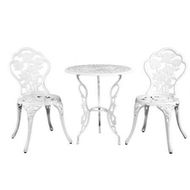 Detailed information about the product Gardeon 3PC Outdoor Setting Bistro Set Chairs Table Cast Aluminum Patio Furniture Rose White