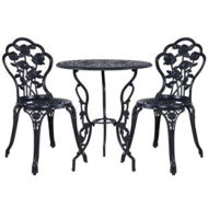 Detailed information about the product Gardeon 3PC Outdoor Setting Bistro Set Chairs Table Cast Aluminum Rose Black
