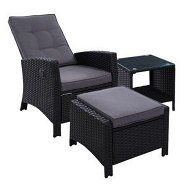 Detailed information about the product Gardeon 3PC Recliner Chairs Table Sun lounge Wicker Outdoor Furniture Adjustable Black